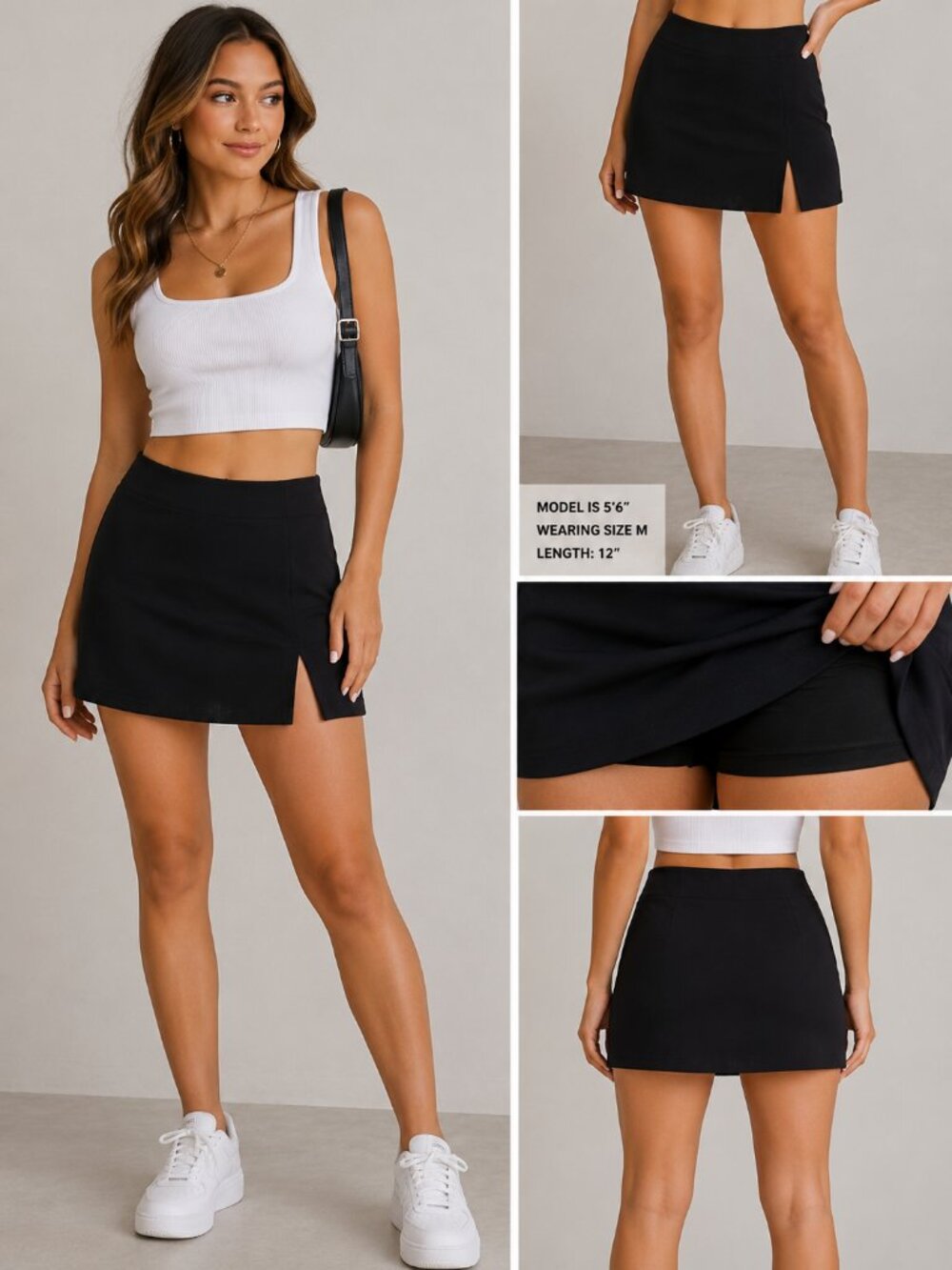 American Eagle Black Bodycon Skort Stretch Mini Skirt M
